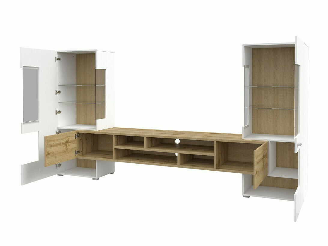 Set za dnevni boravak Mondalo 105 (Hrast Wotan + Sjajno bijela)