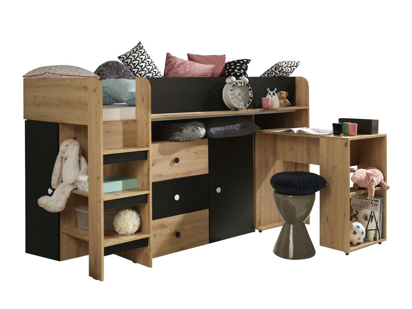 Visoki krevet Hartford 359 (Artisan hrast + Crna)