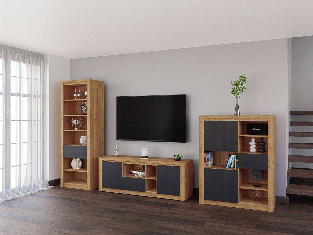 Polica Boston 636 (Crni hrast + Hrast)