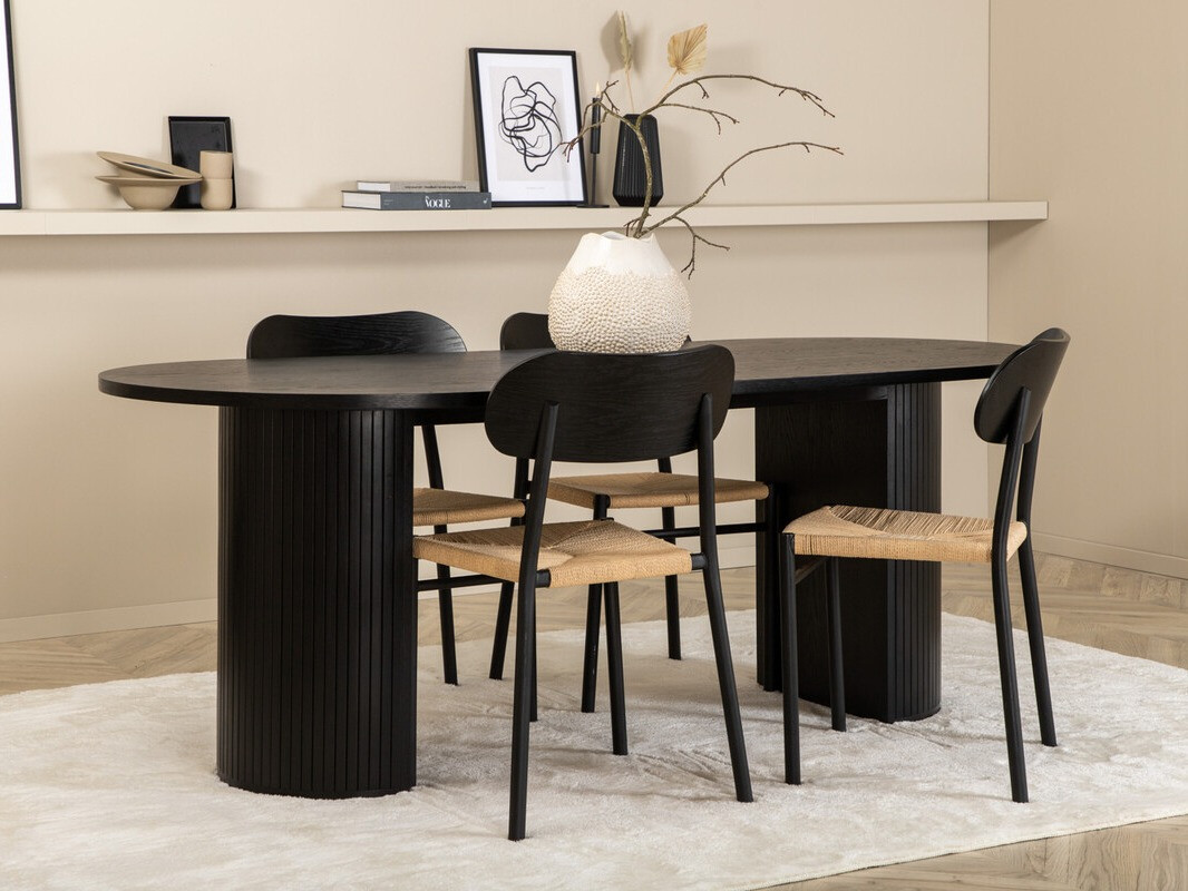 Blagovaonski set Dallas 3314 (Crna + Svijetlo smeđa)