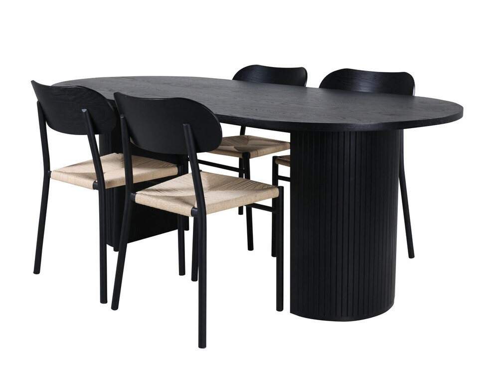 Blagovaonski set Dallas 3314 (Crna + Svijetlo smeđa)