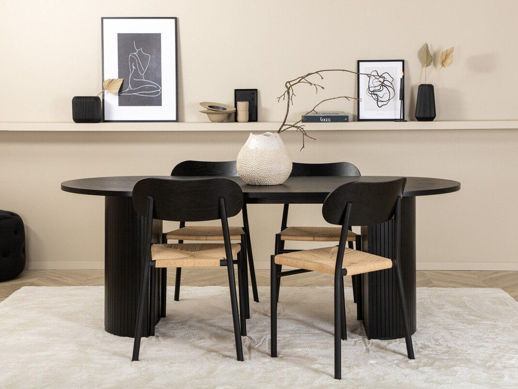 Blagovaonski set Dallas 3314 (Crna + Svijetlo smeđa)