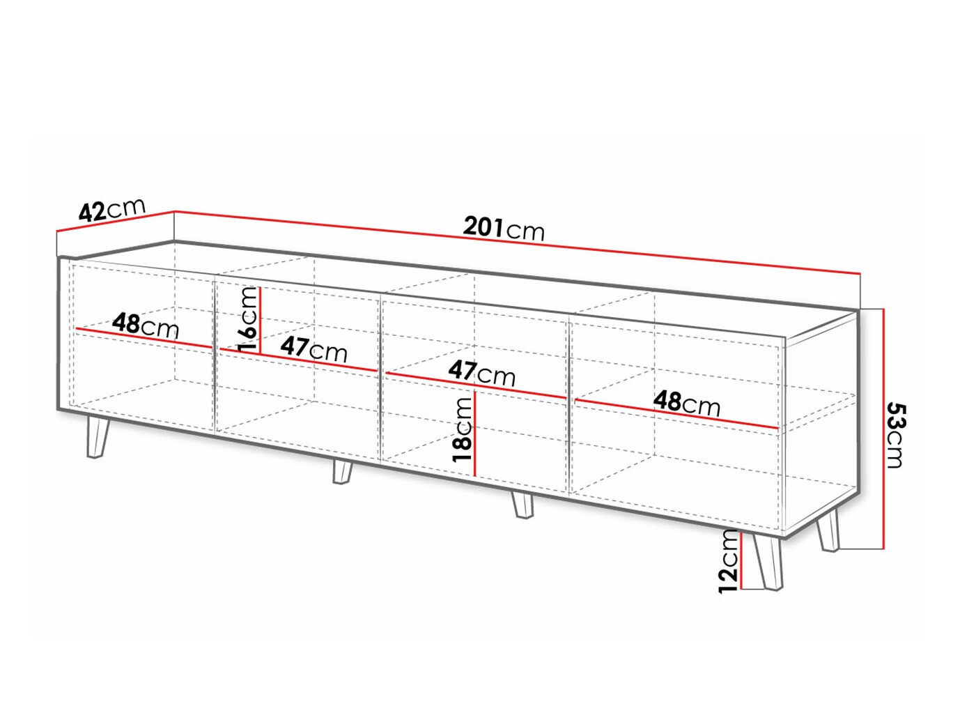 TV stol Charlotte 181 (Bijela + Crna)