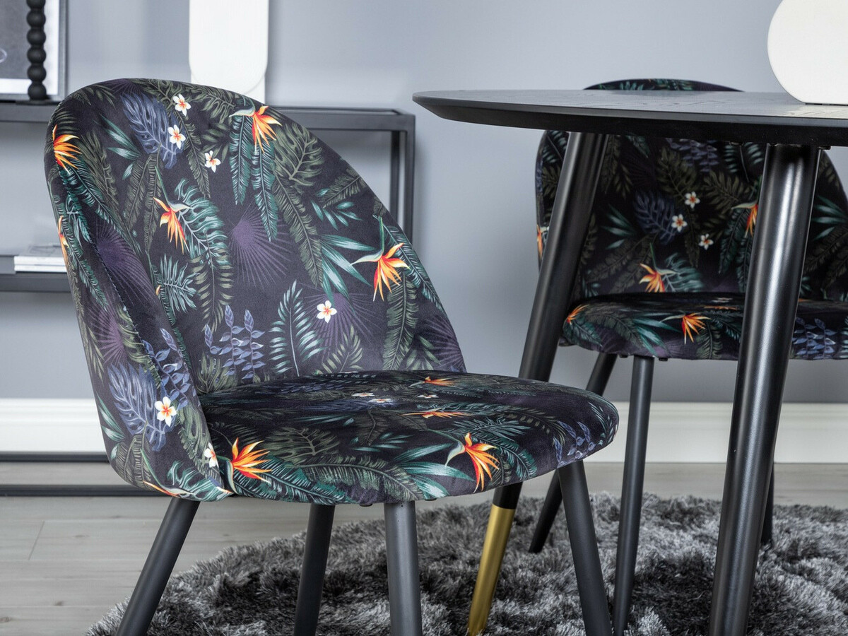 Blagovaonski set Dallas 1191 (Cvjetni uzorak + Crna)