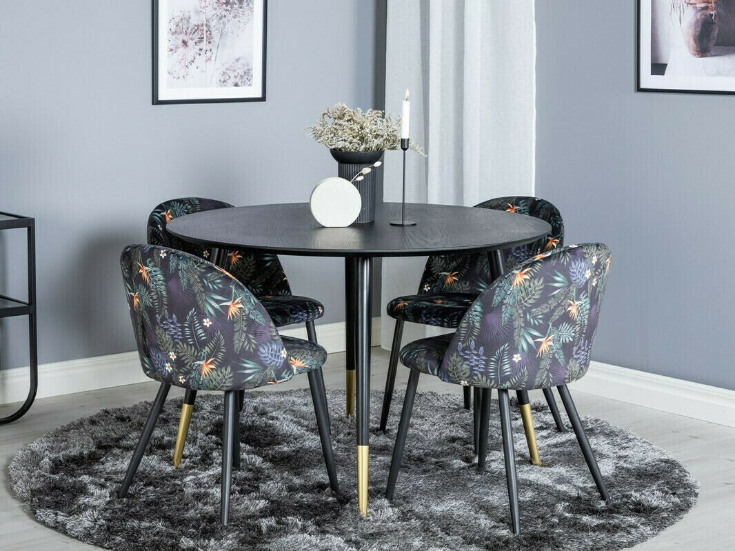 Blagovaonski set Dallas 1191 (Cvjetni uzorak + Crna)