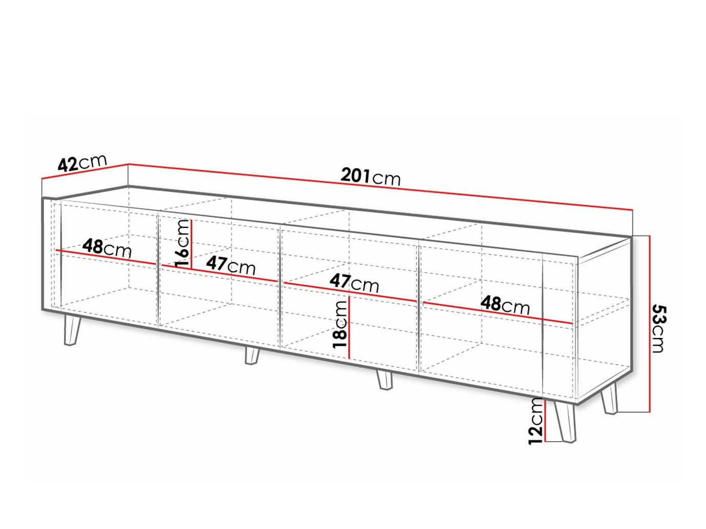 TV stol Charlotte 184 (Bijela + Craft hrast)