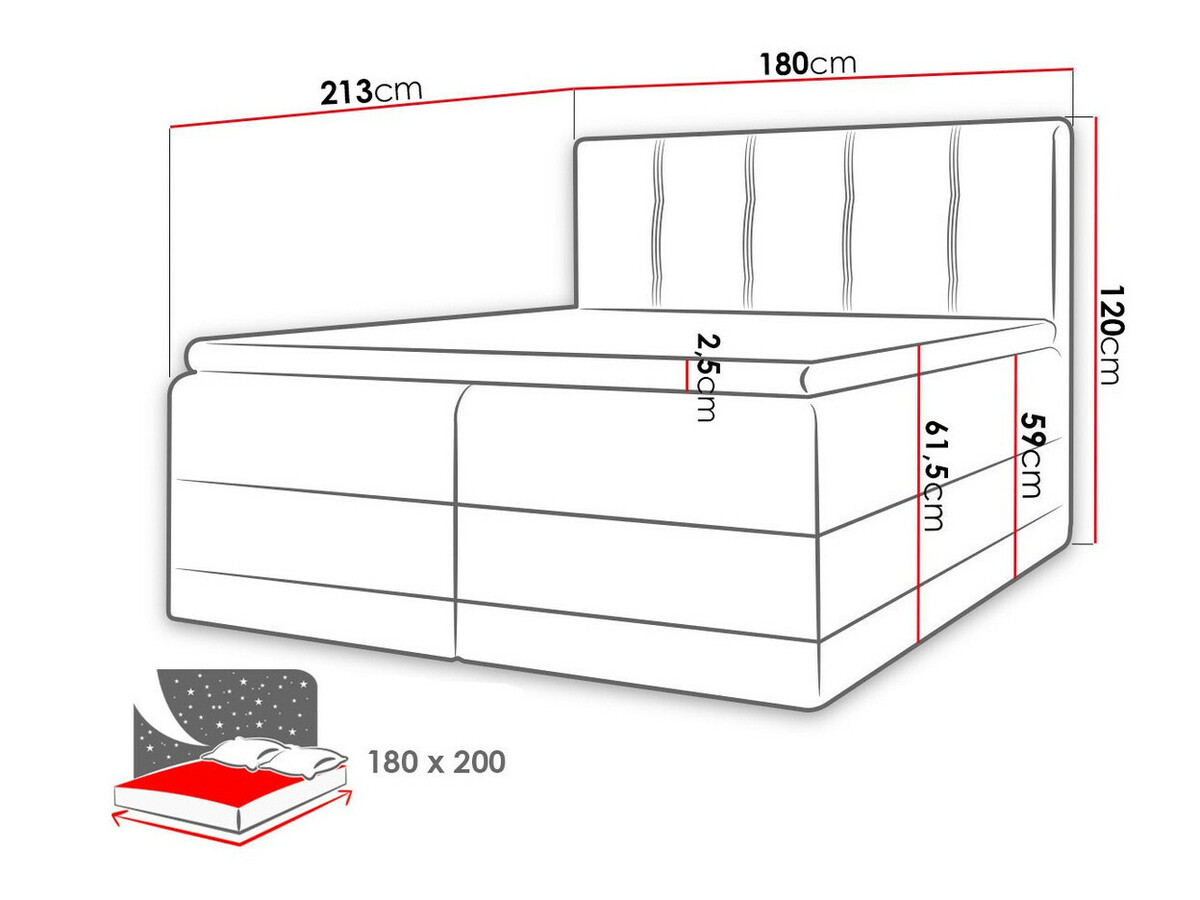Boxspring krevet Villa (Kameleon 15 + Kameleon 63)