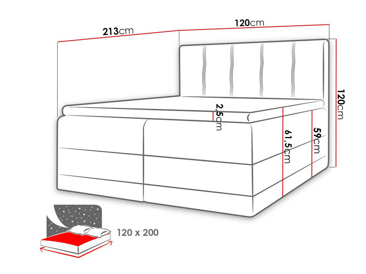 Boxspring krevet Villa (Kameleon 92 + Kameleon 84)