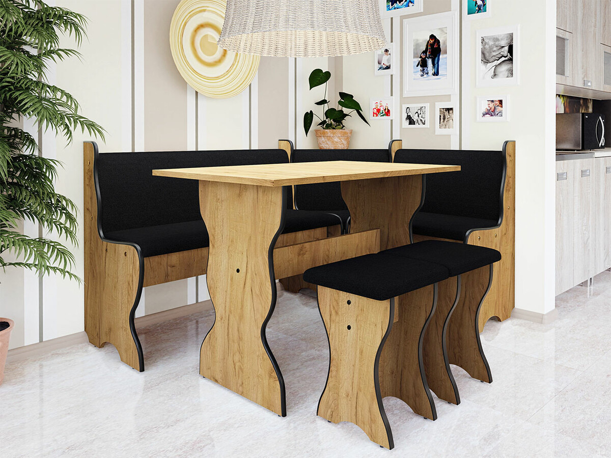 Kutni blagovaonski set Reading 100 (Obrt zlatni hrast + Hugo 100)