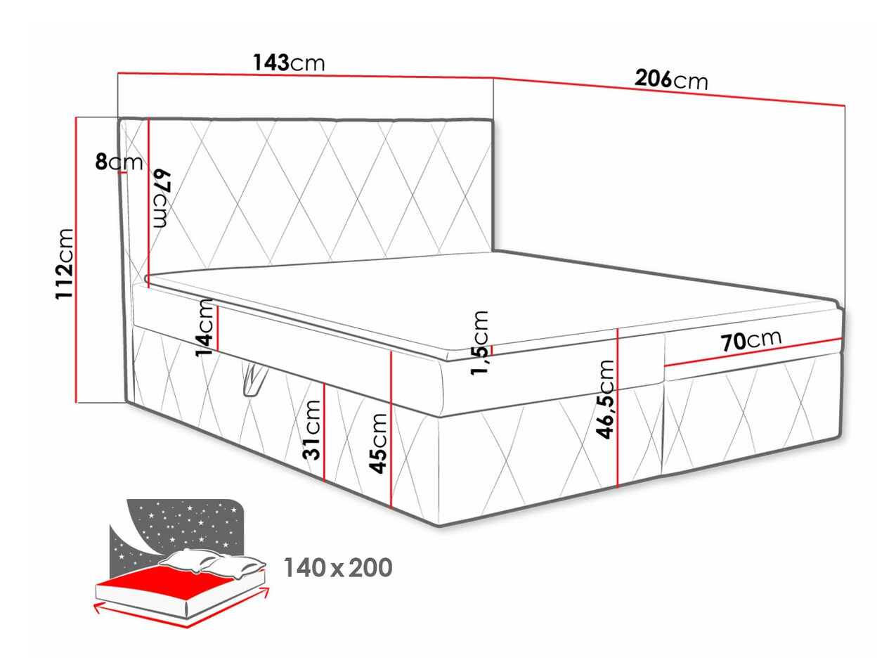 Boxspring krevet Comfivo 225 (Magic Velvet 2260)