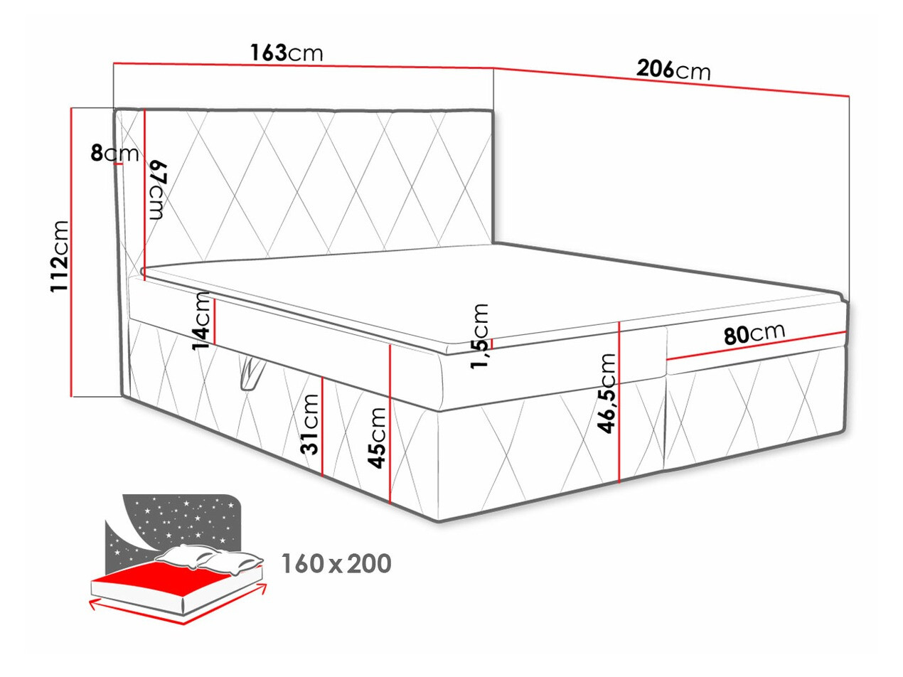 Boxspring krevet Comfivo Avis (Magic Velvet 2216)