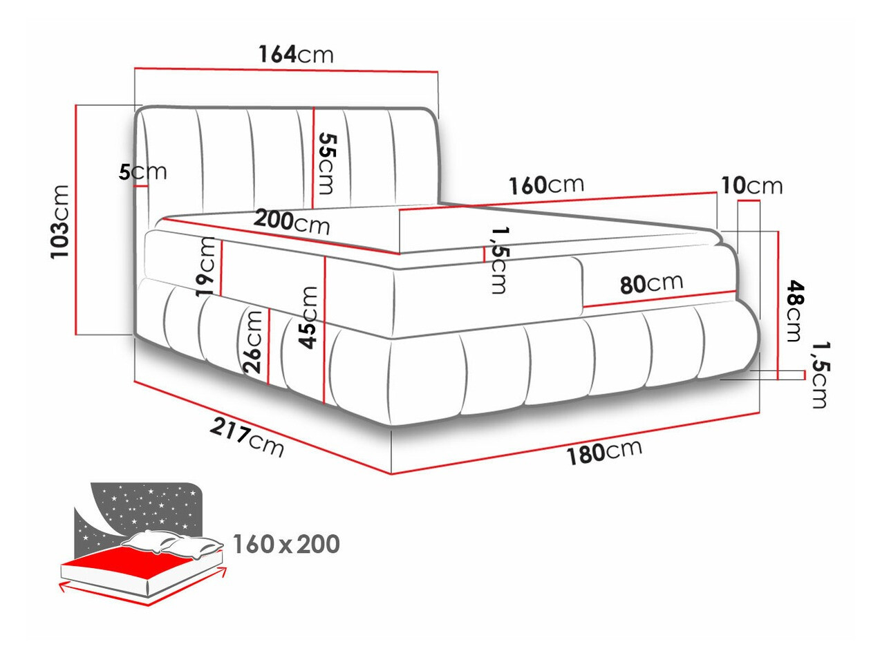 Boxspring krevet Cursus (Kronos 26)