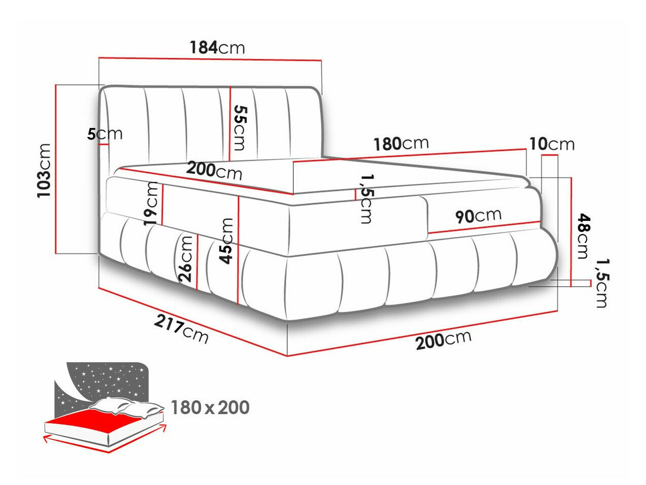 Boxspring krevet Cursus (Kronos 26)