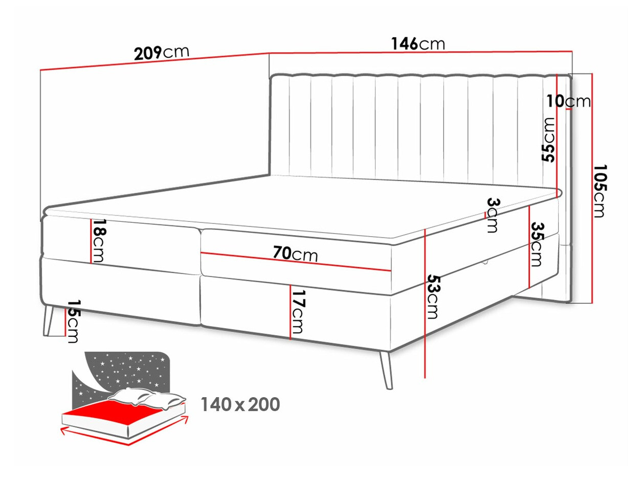 Boxspring krevet Indiana 159 (Poso 55 + Paros 05)