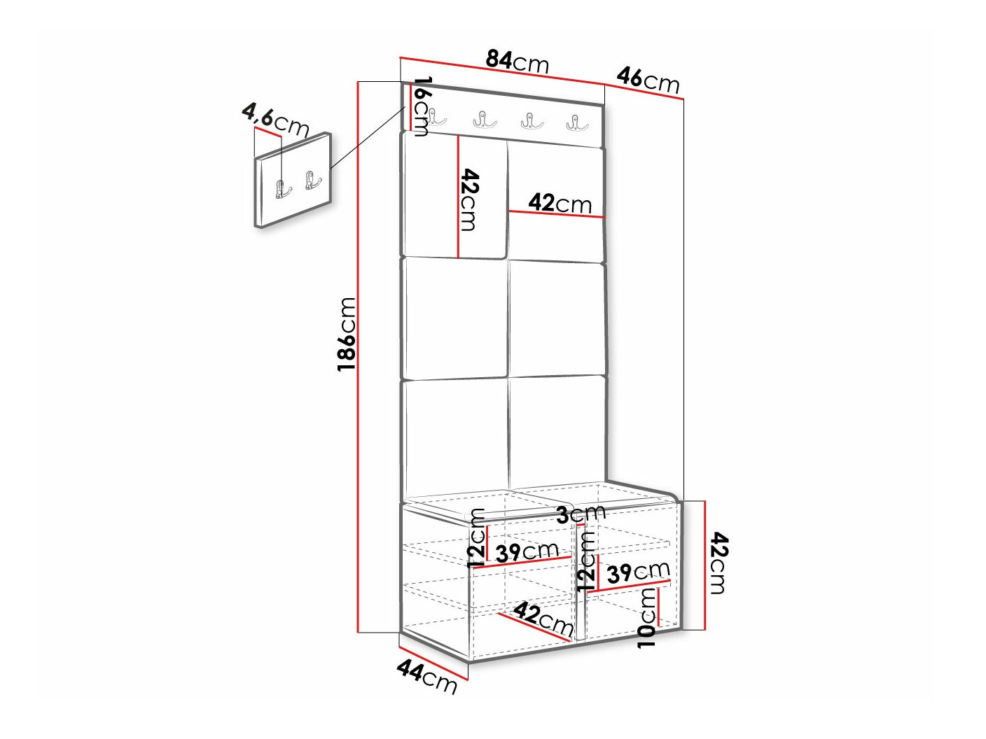 Set za hodnik Hartford 375 (Bijela)