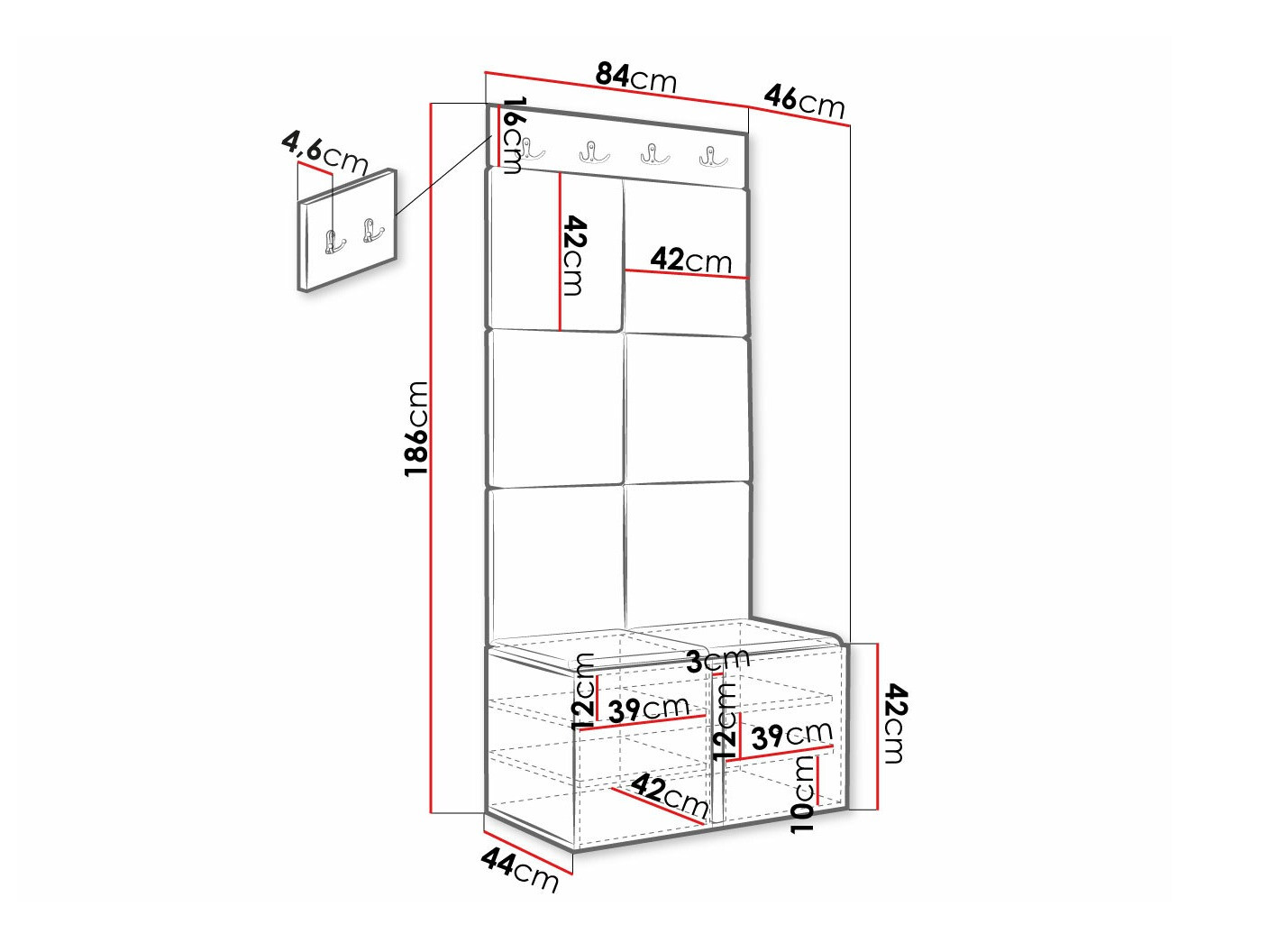 Set za hodnik Hartford 375 (Bijela)