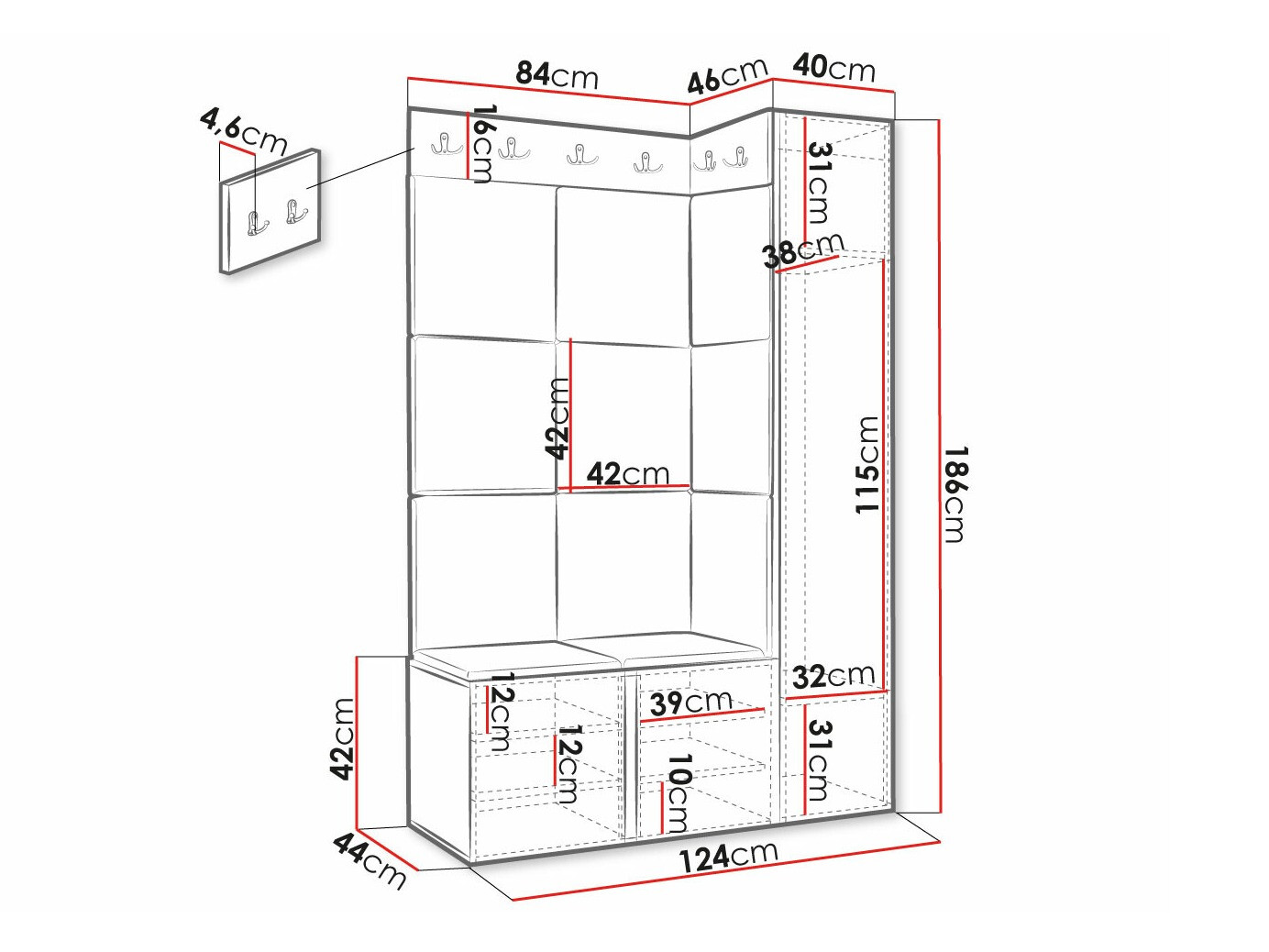 Set za hodnik Hartford 377 (Bijela)