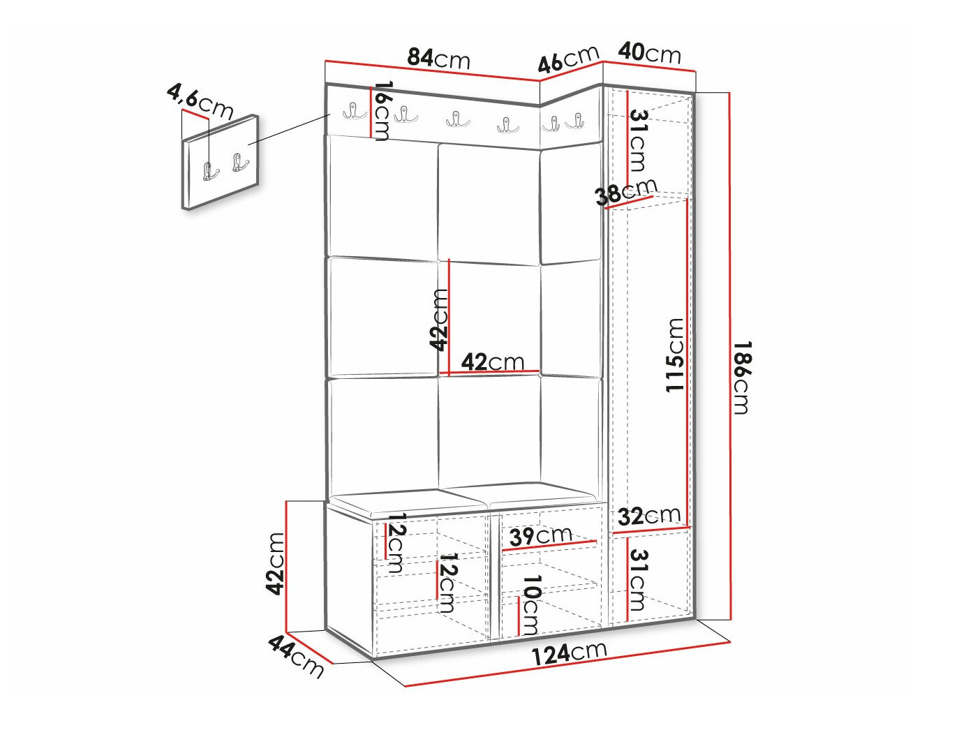 Set za hodnik Hartford 377 (Bijela)
