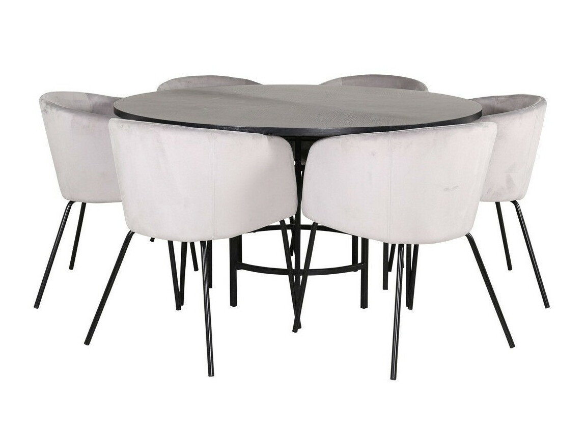 Blagovaonski set Dallas 2378 (Crna + Svijetlo siva)