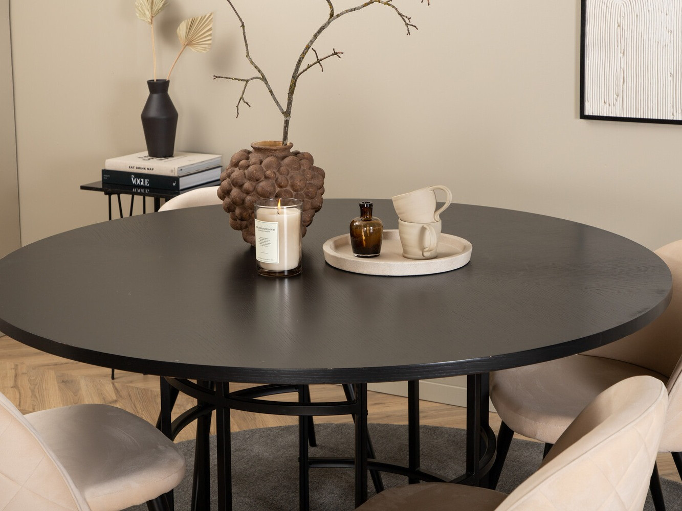 Blagovaonski set Dallas 2386 (Crna + Krem)