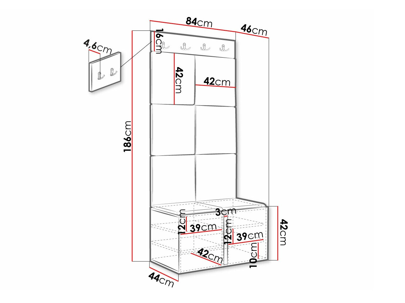 Set za hodnik Hartford 383 (Crna)