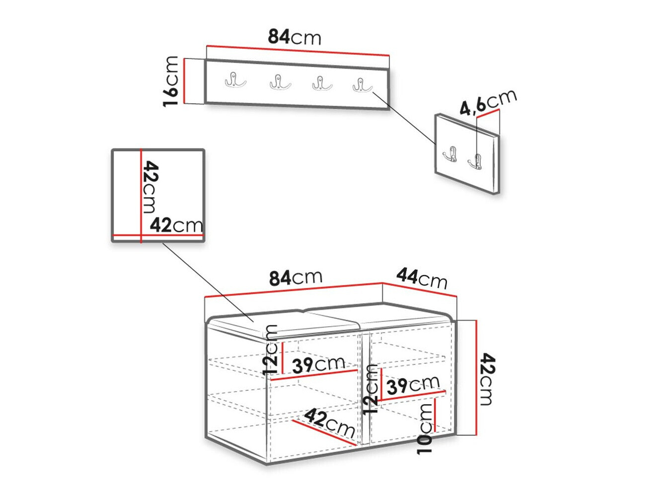 Set za hodnik Hartford 384 (Bijela)
