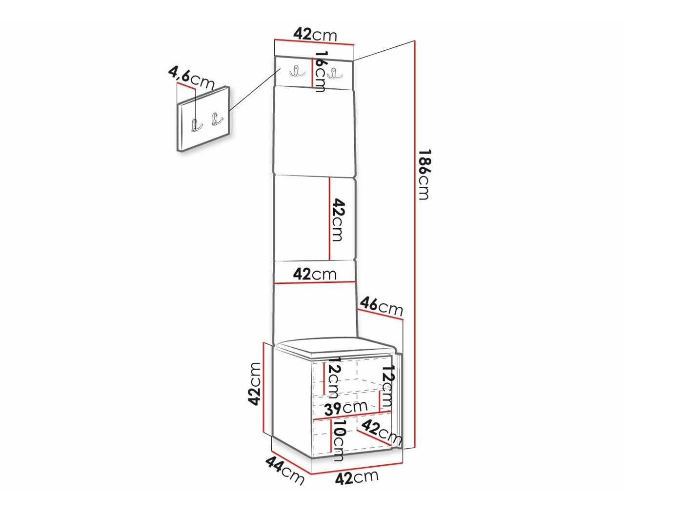 Set za hodnik Hartford 386 (Bijela)