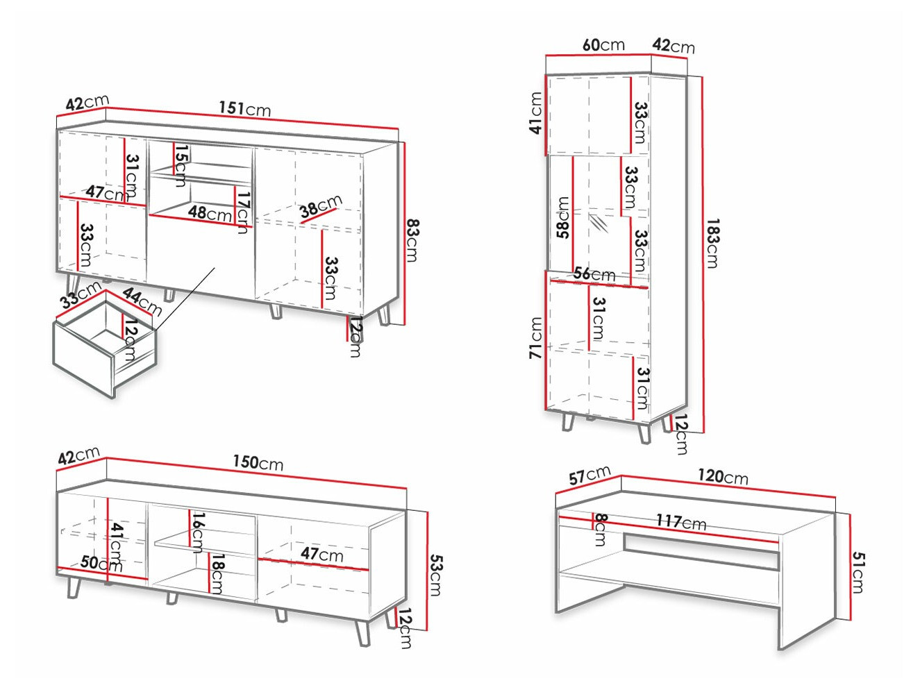 Set za dnevni boravak Levmari 109 (Bijela)