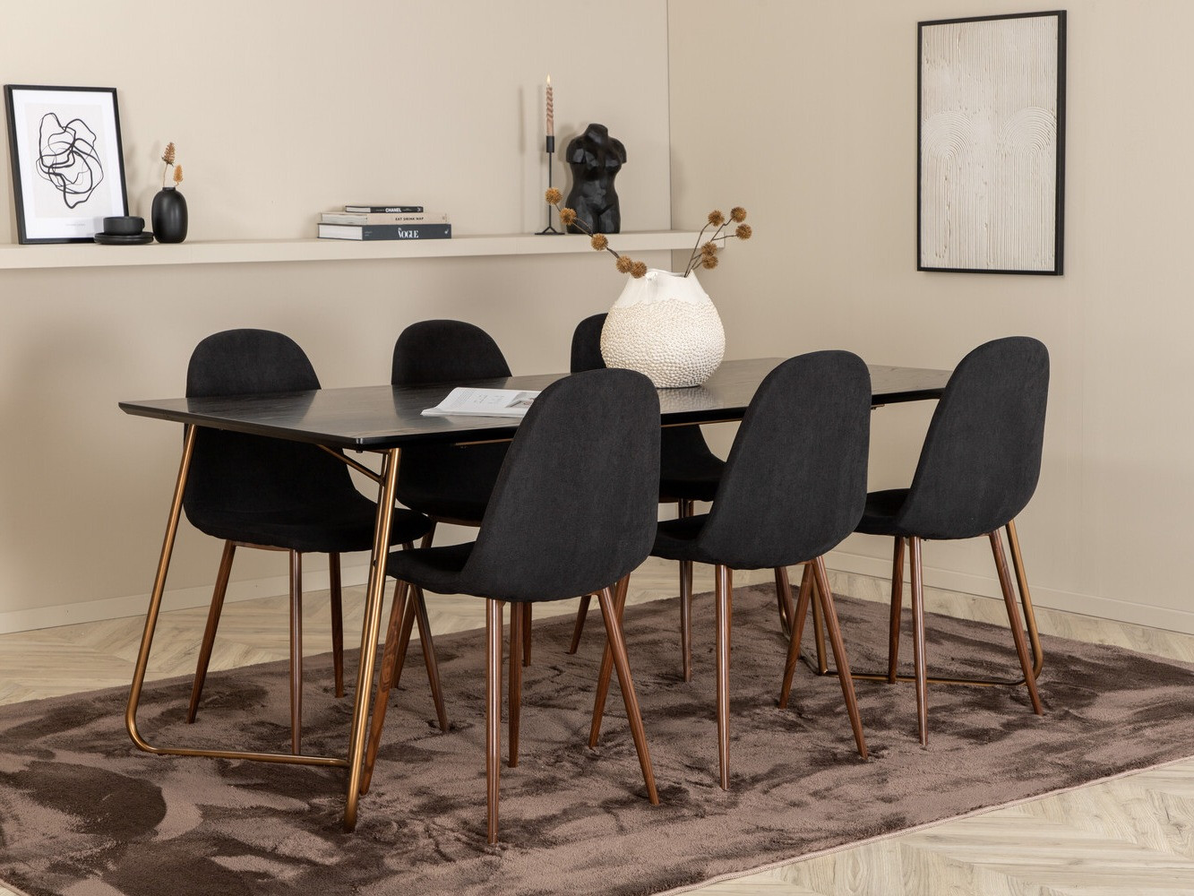 Blagovaonski set Dallas 2713 (Crna + Orah)