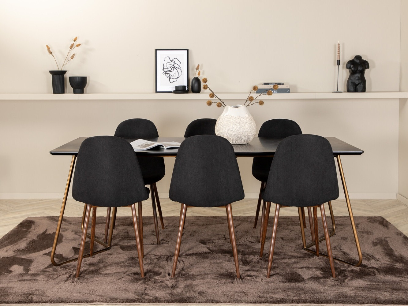 Blagovaonski set Dallas 2713 (Crna + Orah)