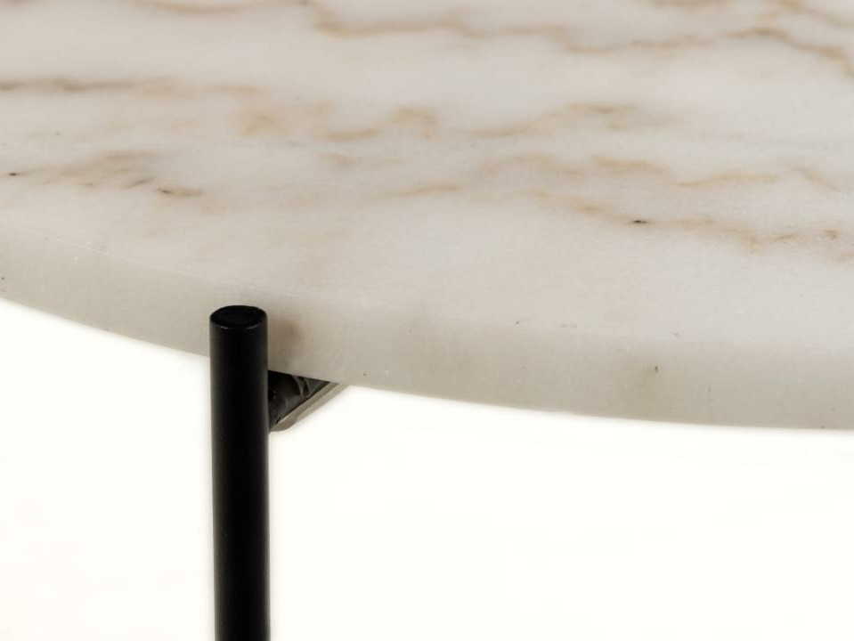Pomoćni stolić Norsica 608 (Bijeli mramor + Crna)