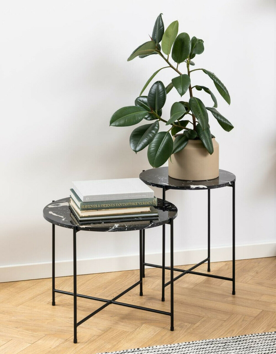 Pomoćni stolić Norsica 608 (Crni mramor + Crna)