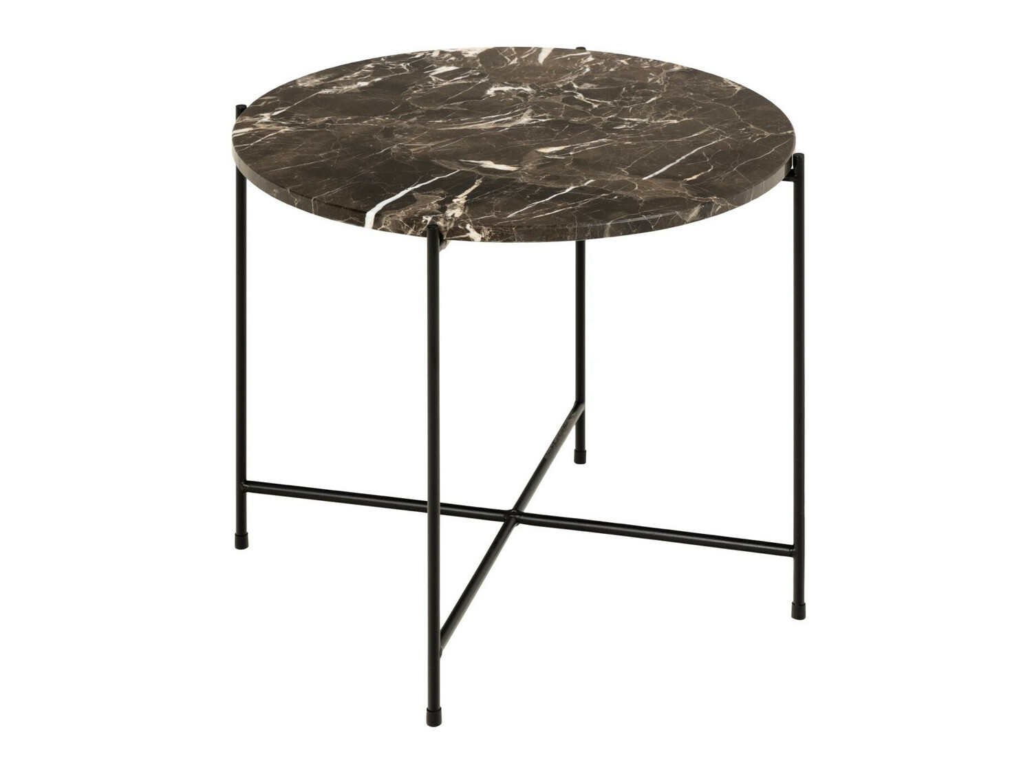 Pomoćni stolić Norsica 608 (Smeđi mramor + Crna)