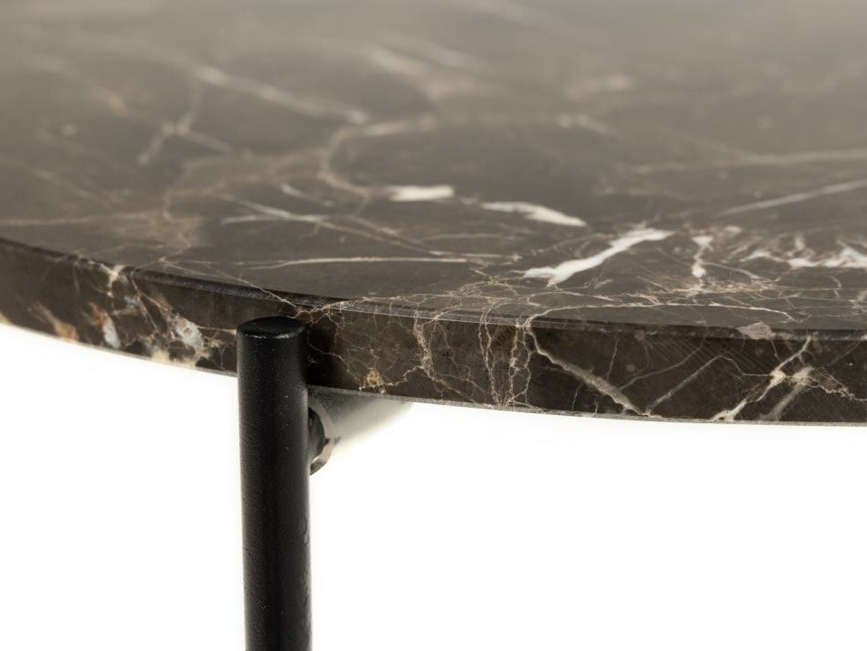 Pomoćni stolić Norsica 609 (Smeđi mramor + Crna)
