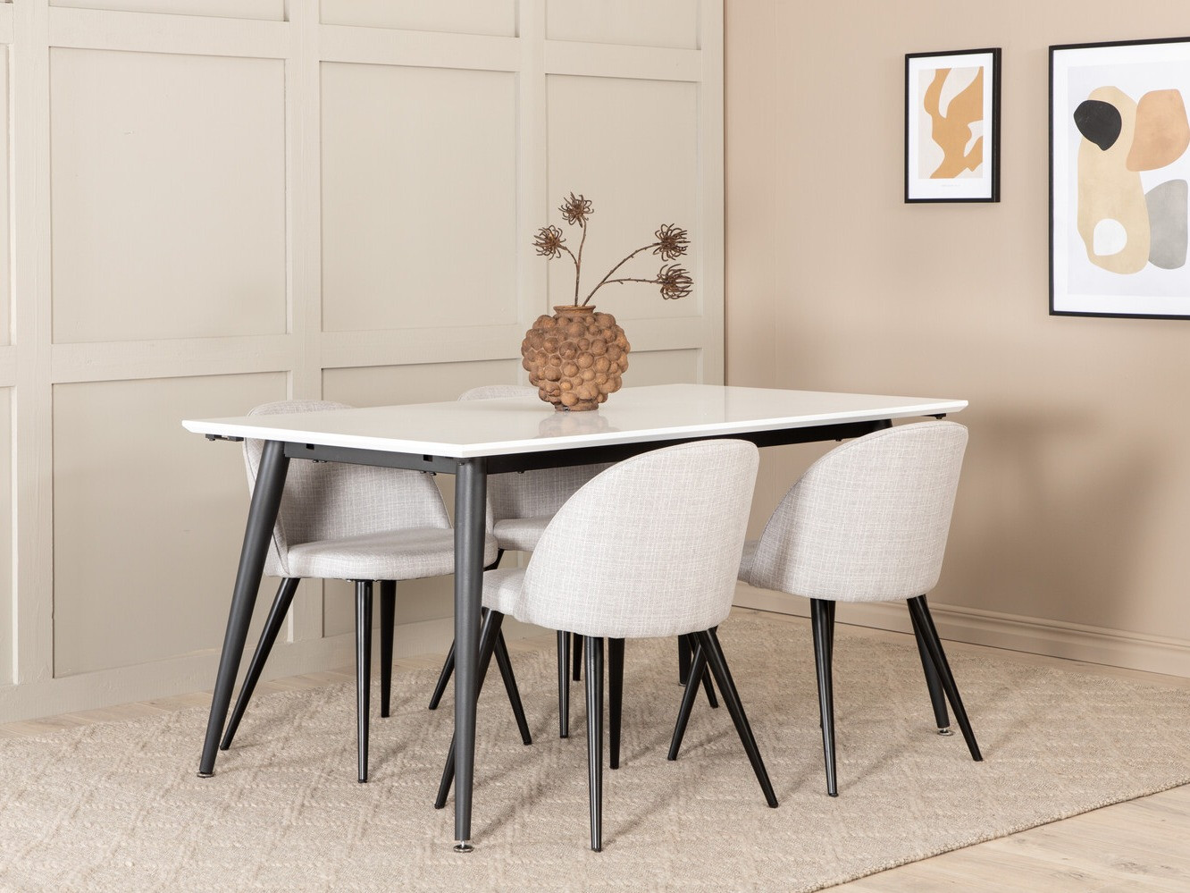 Blagovaonski set Dallas 2731 (Svijetlo siva + Crna)