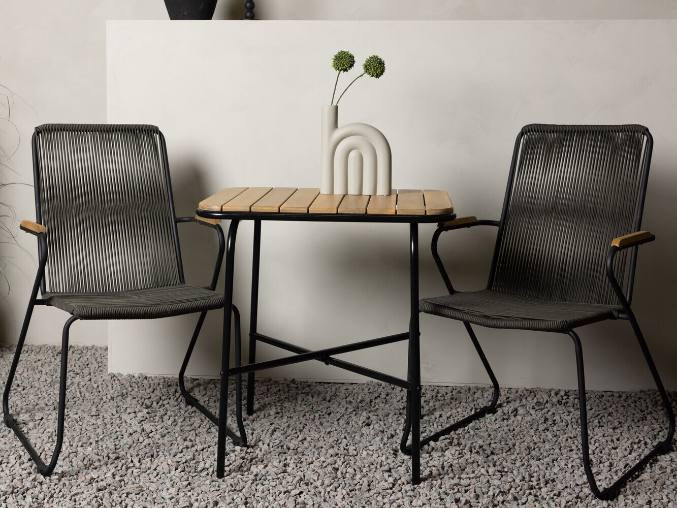 Balkonska garnitura Dallas 3514 (Tamno sivo + Crna)