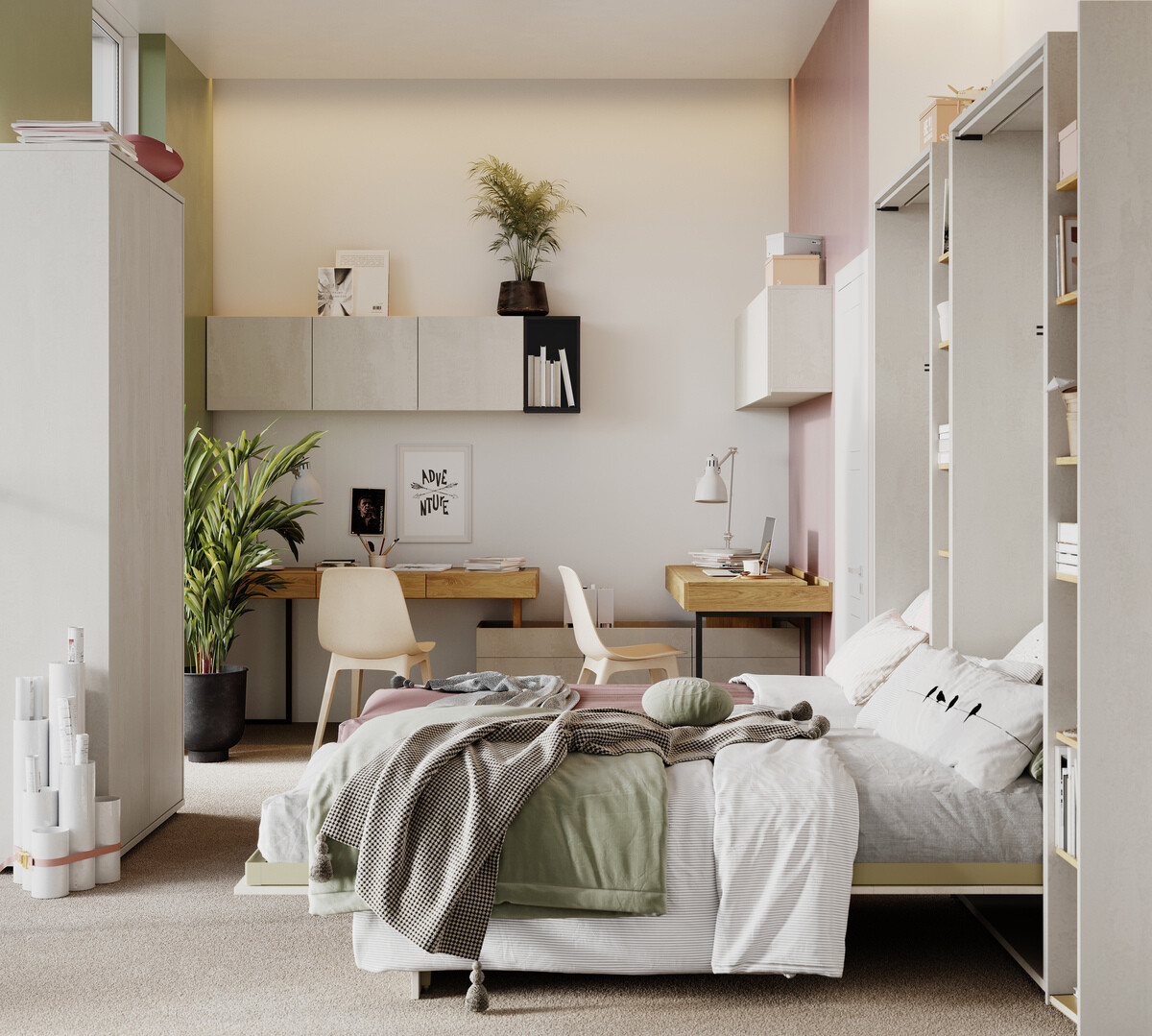 Zidni krevet Concept Pro Lenart Levfere 103 (120 x 200 cm)