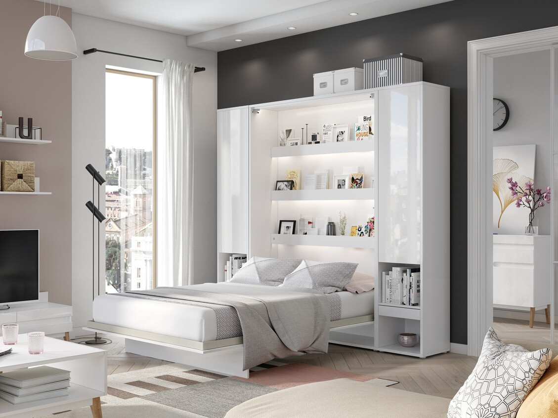 Polica Concept Pro Lenart II (Bijela + Sjajno bijela)