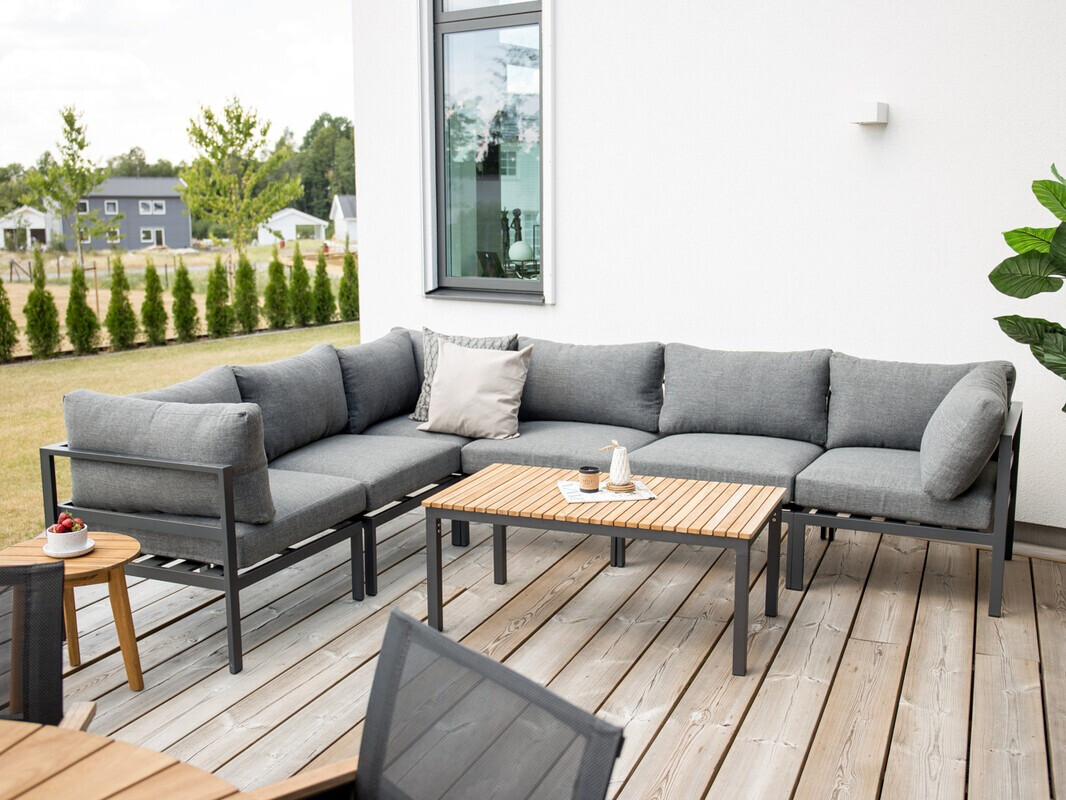 Vrtni stolić za kavu Dallas 775 (Crna + Tikovina)