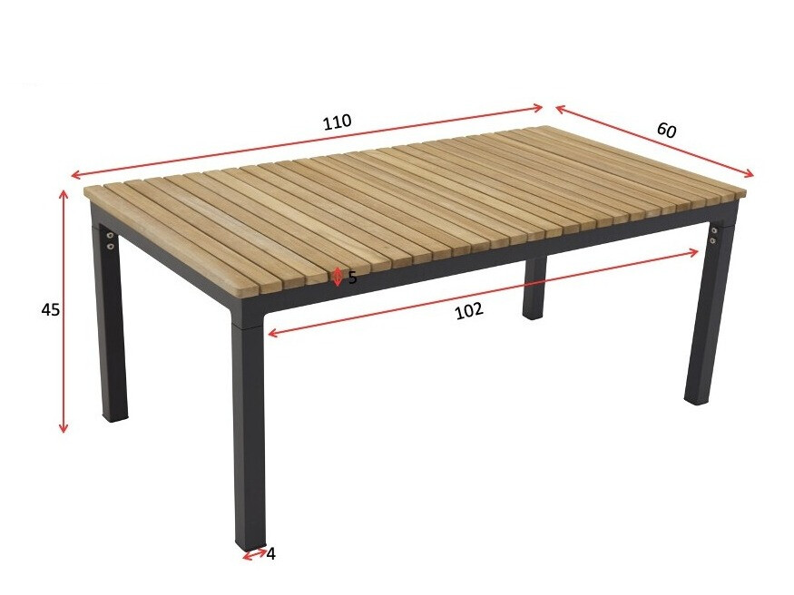 Vrtni stolić za kavu Dallas 775 (Crna + Tikovina)