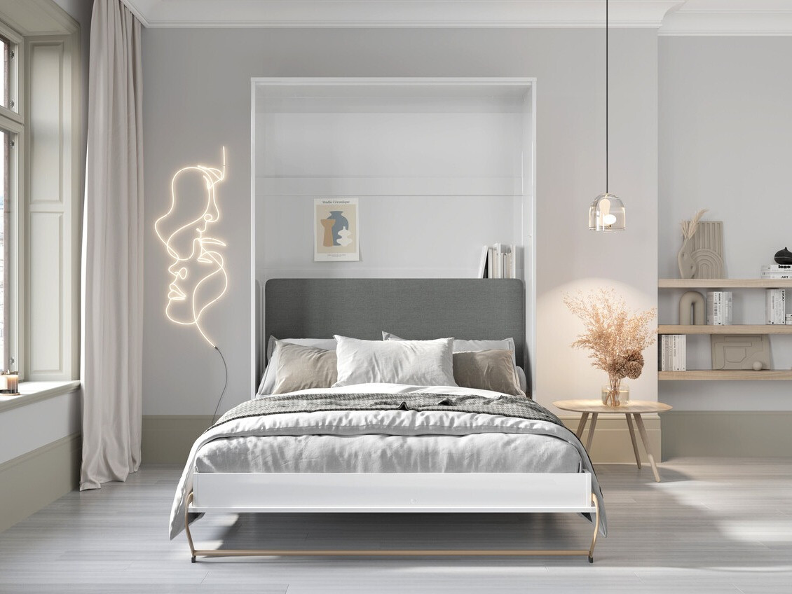 Zidni krevet Concept Pro Lenart Levfere 136 (Bijela + Grafit)