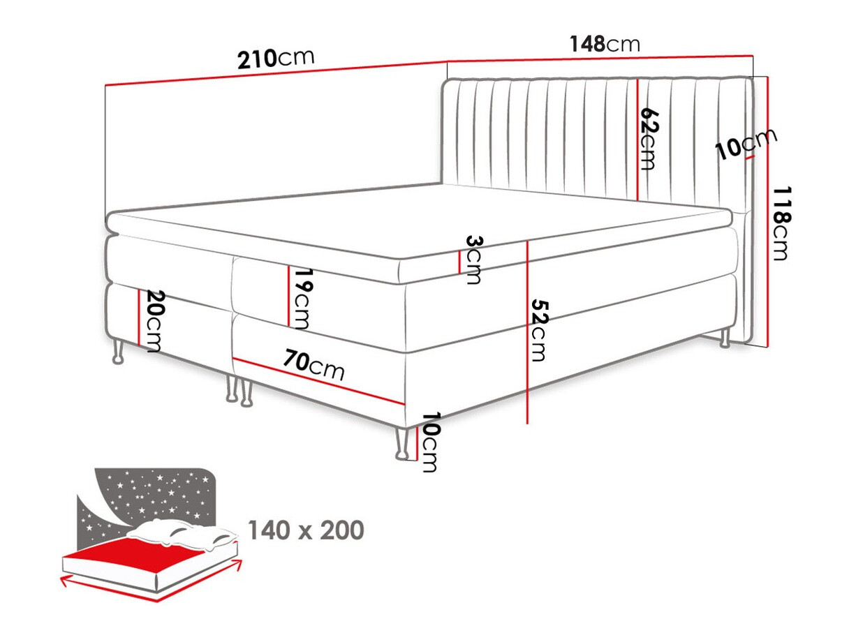 Boxspring krevet ComfiDream Fjorina (Fresh 01)
