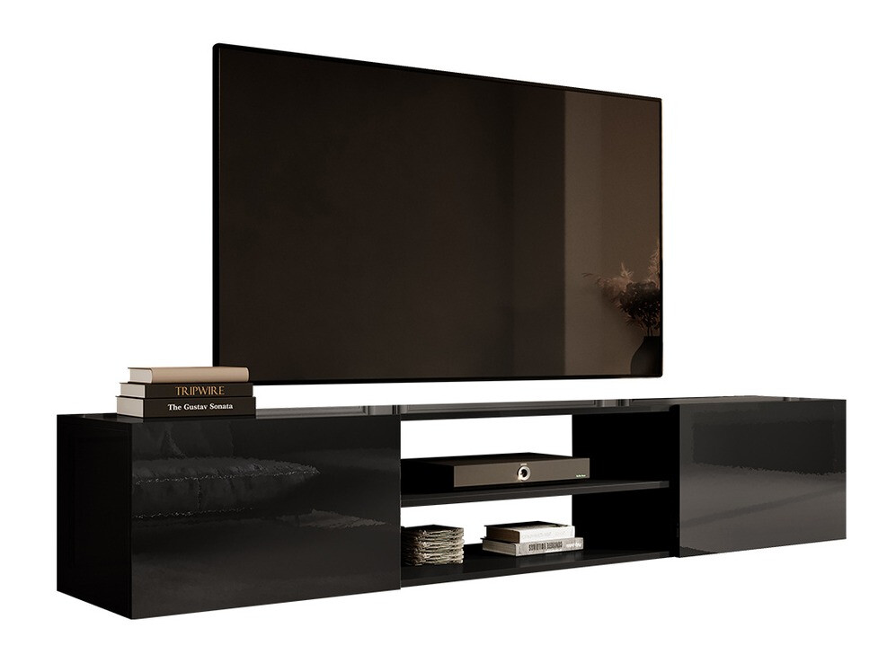 TV stol Charlotte 164 (Crna + Sjajno crna)