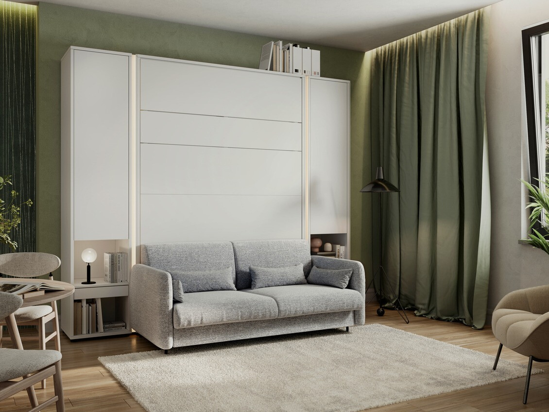 Zidni krevet Concept Pro Lenart VII (Bijela + Siva)