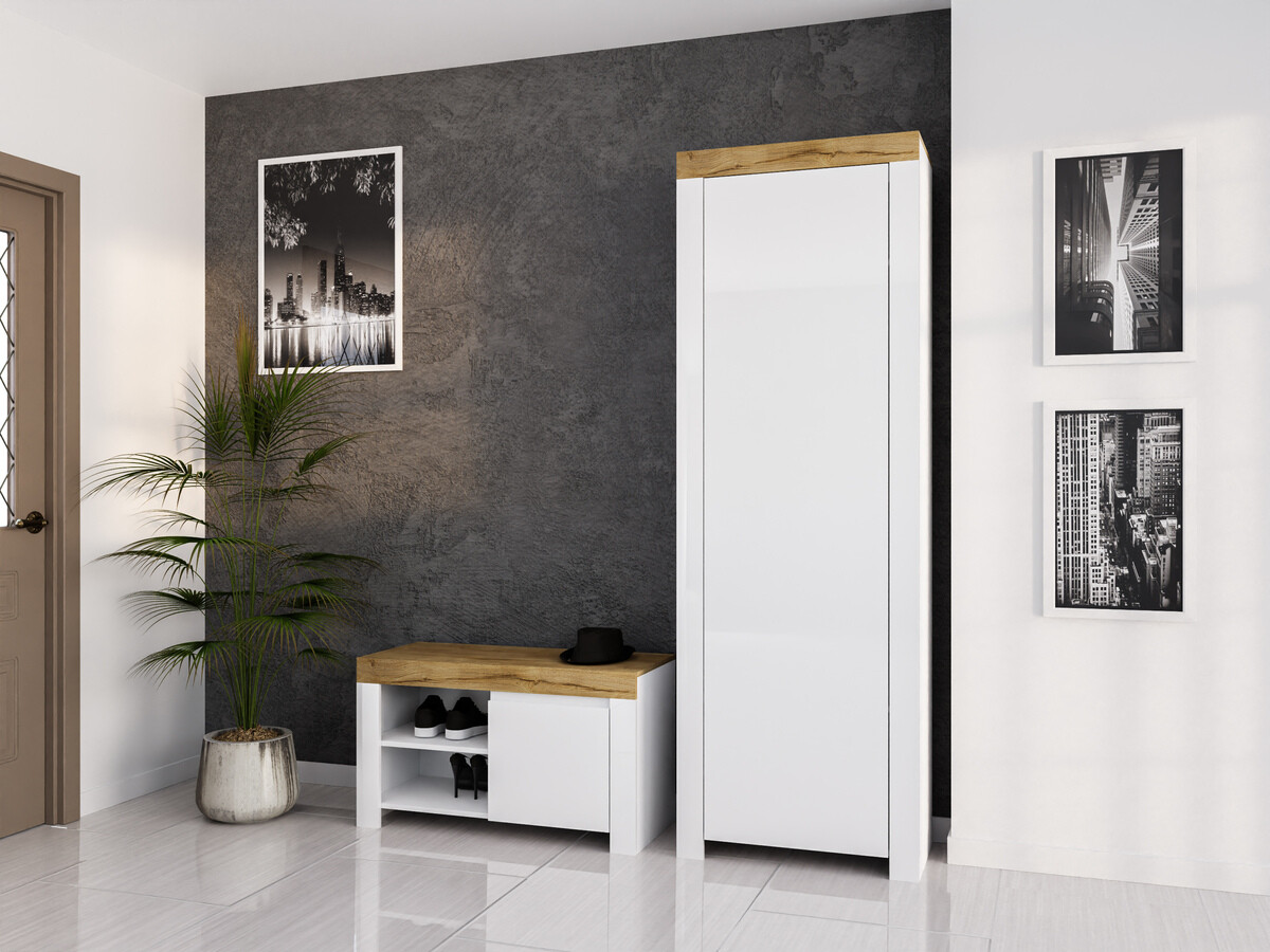 Ormar Sonsoru 117 (Bijela + Sjajno bijela + Hrast Wotan)