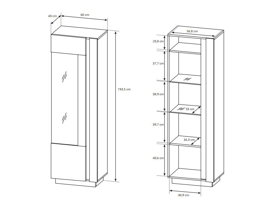 Polica Novbela 101 (Bijela + Sjajno bijela + Hrast Grandson)