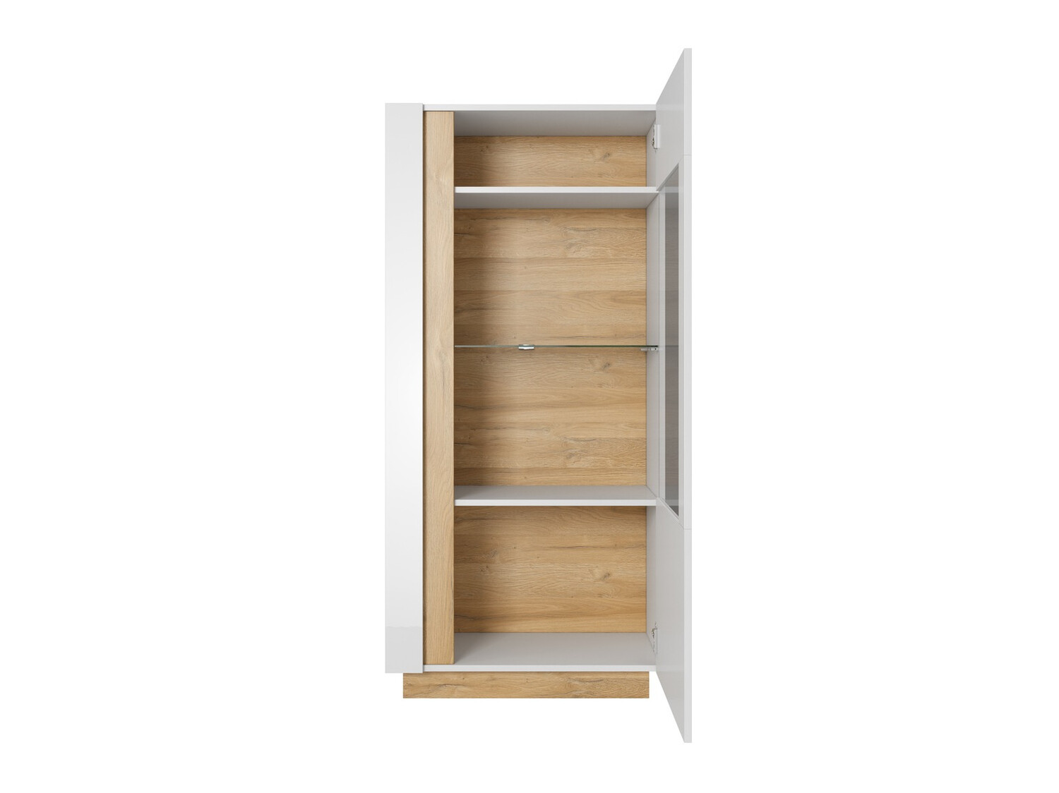 Polica Novbela 102 (Bijela + Sjajno bijela + Hrast Grandson)