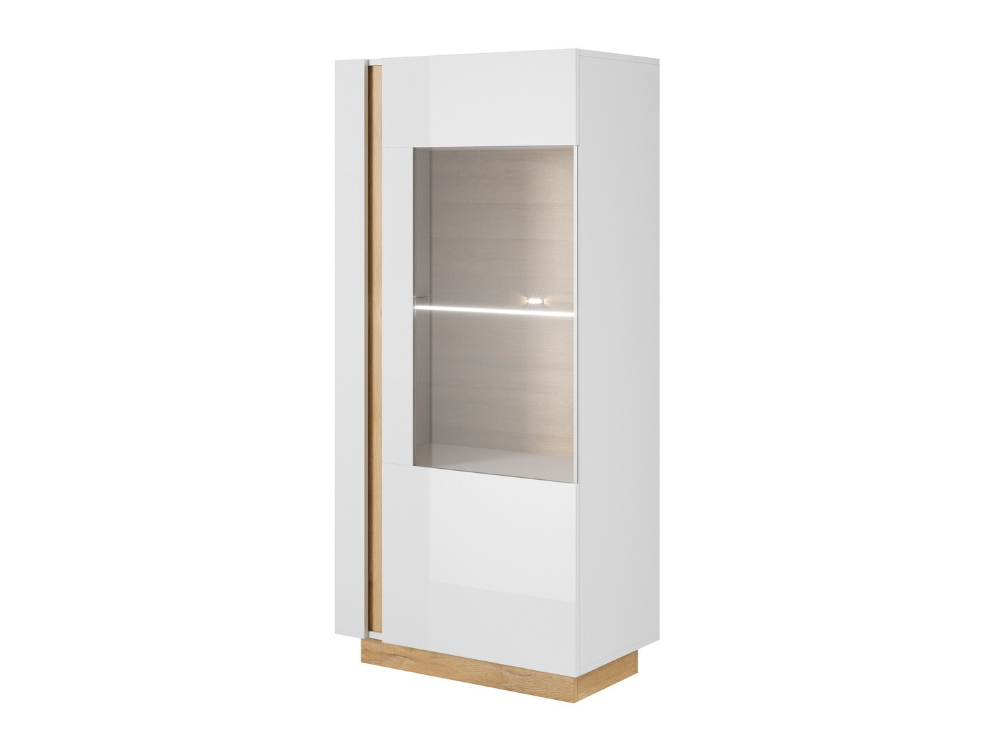 Polica Novbela 102 (Bijela + Sjajno bijela + Hrast Grandson)