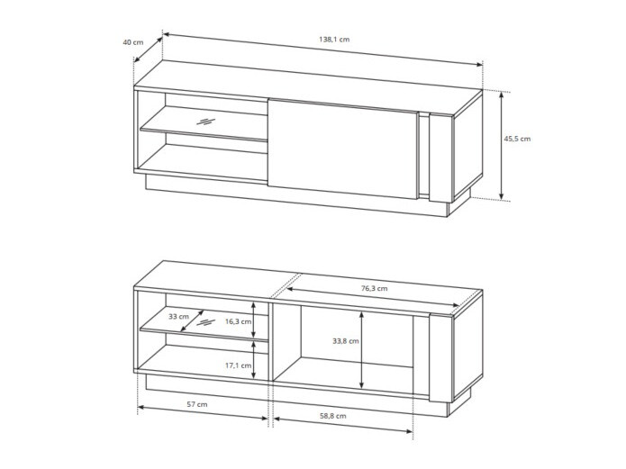 TV stol Novbela 107 (Bijela + Sjajno bijela + Grandson hrast)