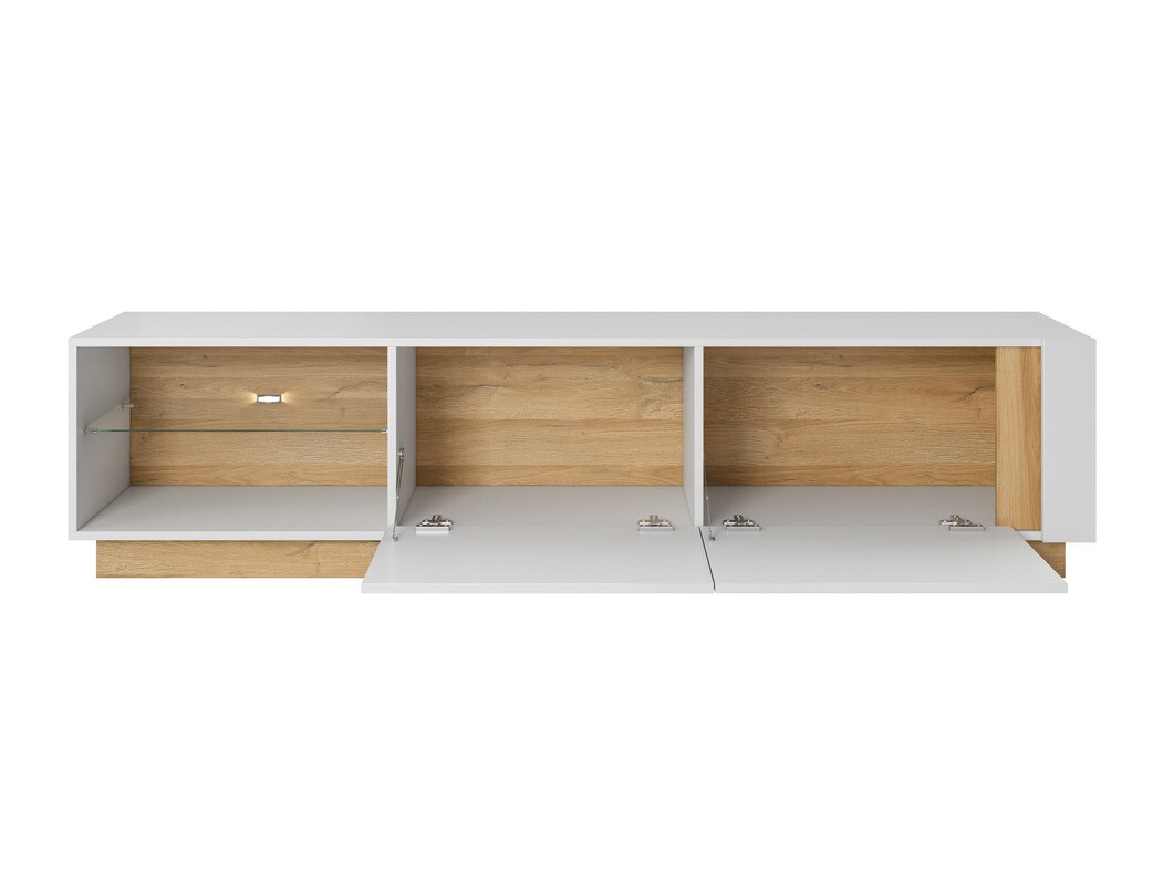 TV stol Novbela 108 (Bijela + Sjajno bijela + Hrast Grandson)